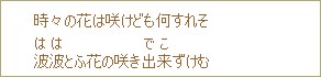 時々の花は咲けども何すれそ波波とふ花の咲き出来（でこ）ずけむ