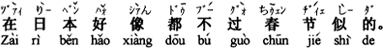 中国語：日本では皆、旧正月を祝わないようです。