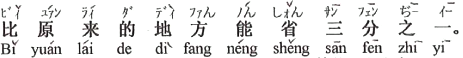 中国語：元もとの場所に比べると、三分の一節約できます。