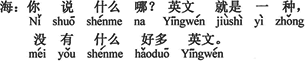 中国語：何言ってるの？英語はただ一種類で、たくさんの英語はないよ。