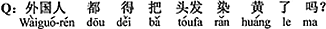中国語：外国人はみんな髪の毛を黄色に染めなければならないの？