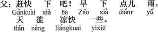 中国語：今日は日曜日で休み、今日はまたちょうど折よくお母さんの誕生日で、お姉さんはちょうど今晩の晩餐を祝う準備をしている。