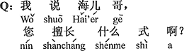 中国語：あのね、兄ちゃん、兄ちゃんはどんなスタイルが得意なの？