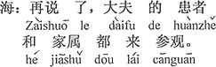 中国語：それに患者とその家族もみな参観に来た。