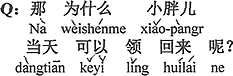 中国語：それならなぜ小デブちゃんは当日連れで帰って来られたの？