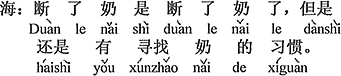 中国語：離乳したことはしたのだけれど、しかしやはりおっぱいを探す習慣があるのです。