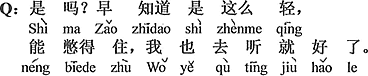 中国語：そうですか。こんなに軽くて、我慢できるのが早く分かっていたら、僕も行って聞けばよかった。