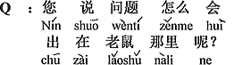 中国語：お兄さんが言う問題はなぜネズミの所に生じるの？